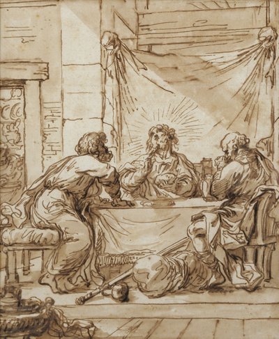 Het avondmaal in Emmaüs door Giovanni Francesco Barbieri